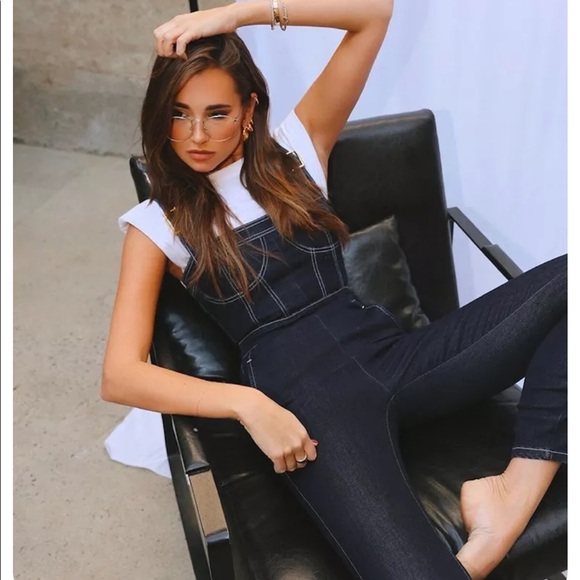 New WeWoreWhat x Revolve Corset Denim Overalls NWT XS - Picture 3 of 9